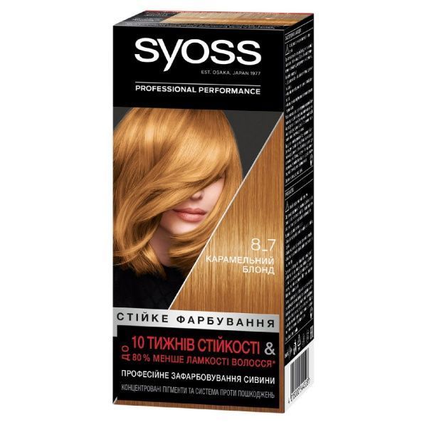 Стойкая крем-краска Syoss SalonPlex 8-7 карамельный блонд 115 мл