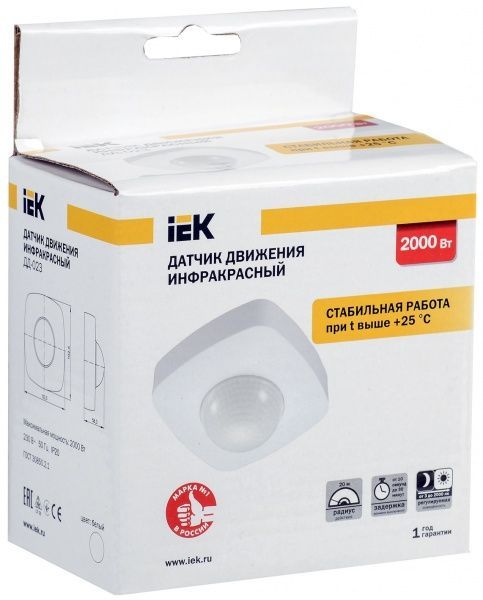 Датчик движения IEK ДД 023 360° 20м 2000W IP20 белый LDD11-023-2000-001