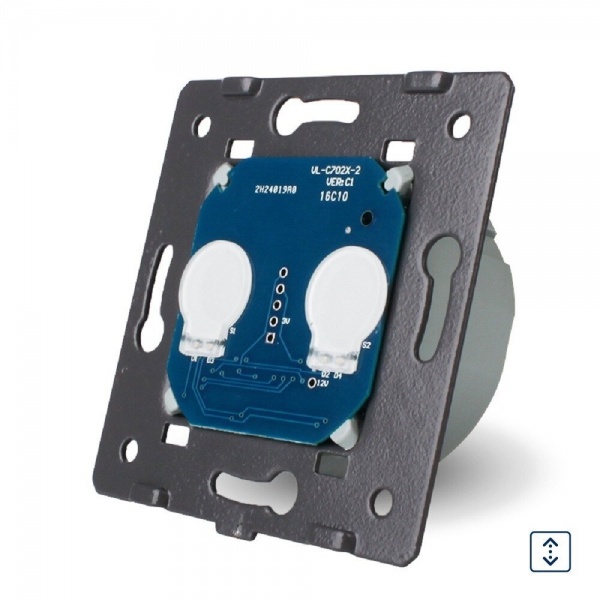 Механизм выключателя сенсорный двухклавишный Livolo C7 с подсветкой серый VL-C702W