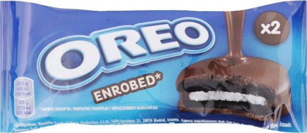 Печиво OREO з какао та нач. із ваніл. смаком, вкрите глазур'ю,41г 41 г 