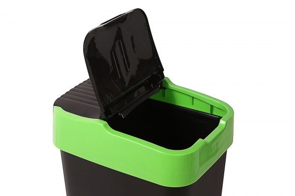 Бак для сміття з кришкою Heidrun Push & Up 18 л чорний із салатовим 1341