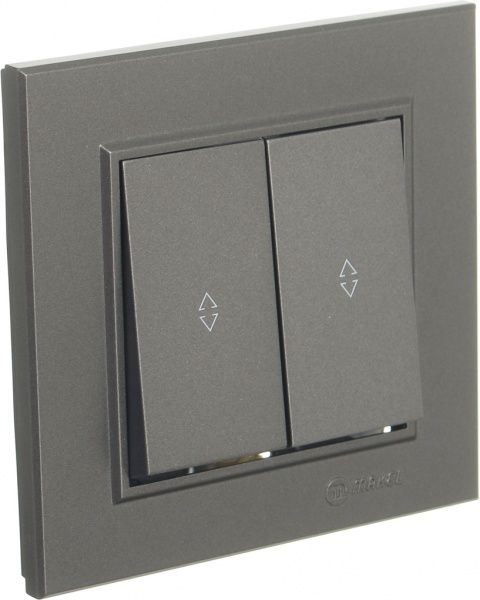 Перемикач двоклавішний Makel Karea без підсвітки 10 А 220В димчастий