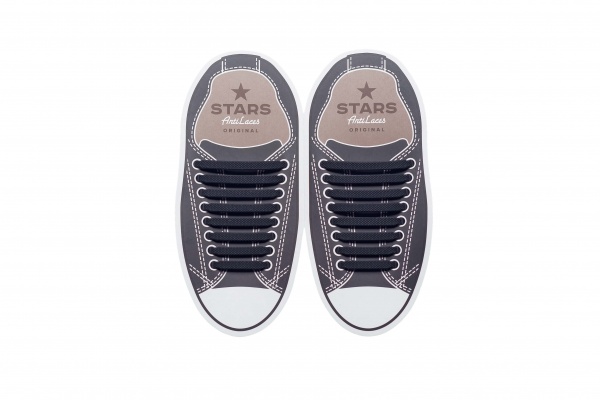 Шнурки силиконовые AntiLaces Stars 38-68 мм 16 шт. черный