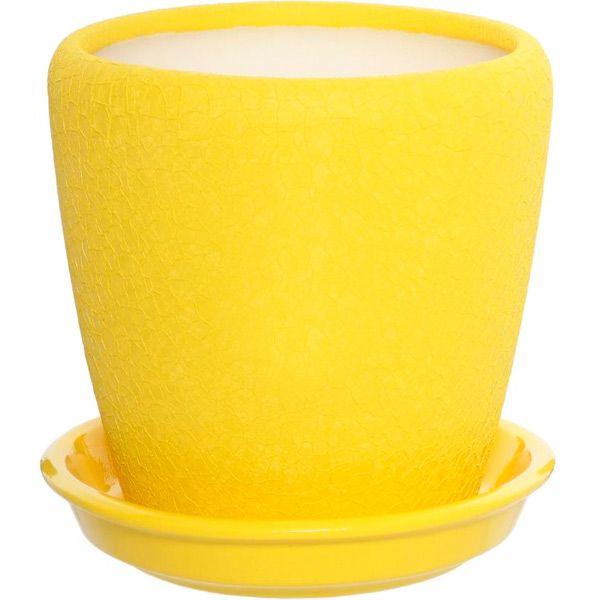 Горшок керамический Ориана-Запорожкерамика Грация №4 шелк желтый круглый 1,2л желтый (056-4-061) 