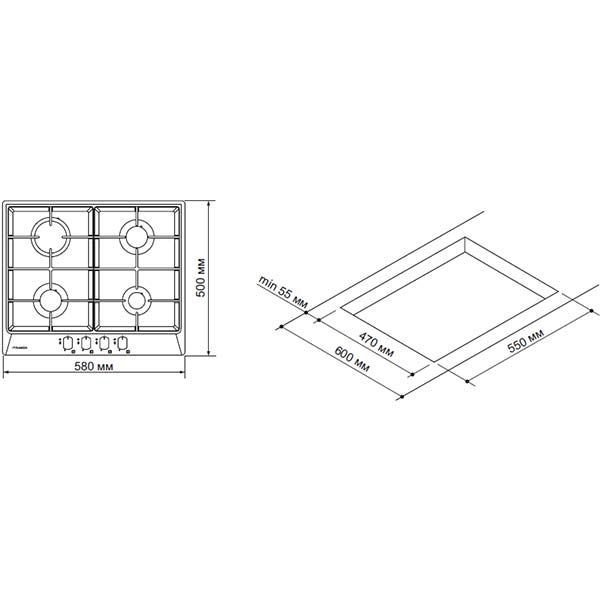 Варочная поверхность газовая Pyramida PFE 644 black
