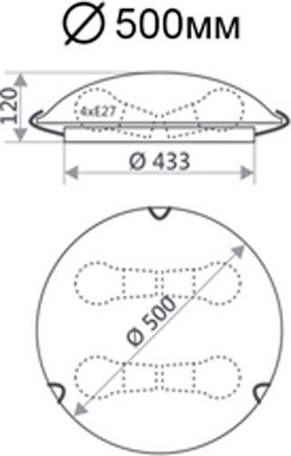 Светильник настенно-потолочный УТ Сяйво НПБ Весна 4x60 Вт E27 белый 5019 