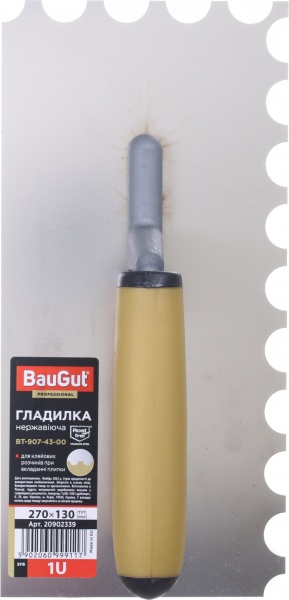 Гладилка зубчатая BauGut 270x130 мм зуб 1U BT-907-43-00