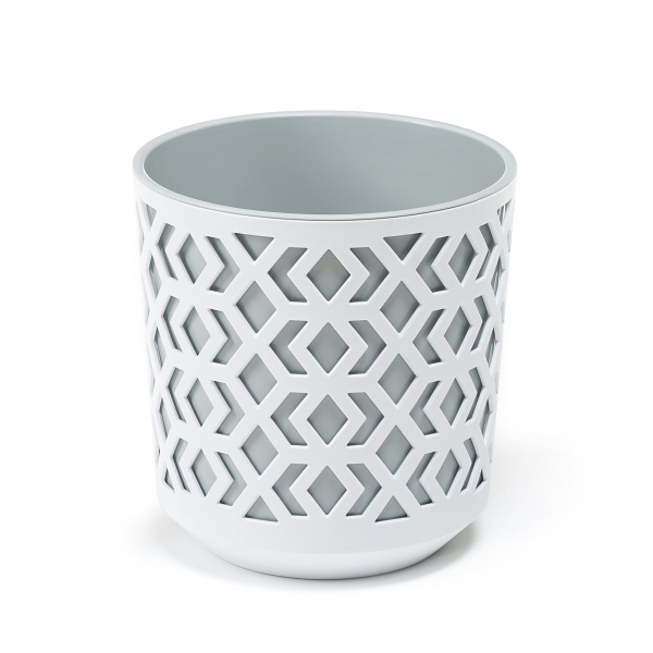 Кашпо пластикове Ламела Ацтек 140 круглий 1,5 л білий із сірим (LA790-45) 