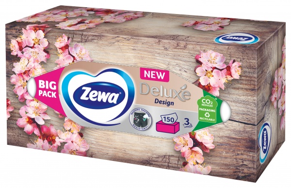 Серветки гігієнічні у коробці Zewa Deluxe Design 3 шари 150 шт.