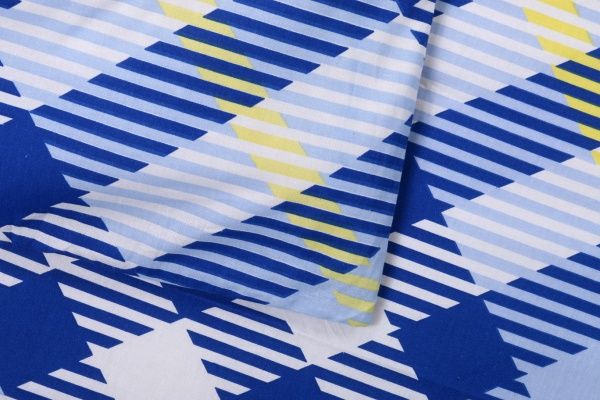 Комплект постельного белья Клетка 2 евро голубой Rigel 