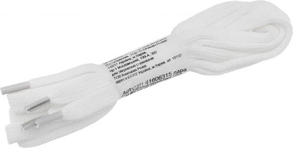 Шнурок плоский 120 см білий пара 