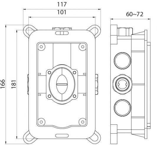 Корпус змішувача прихованого монтажу Rubineta Box Kubo-1F PM0013