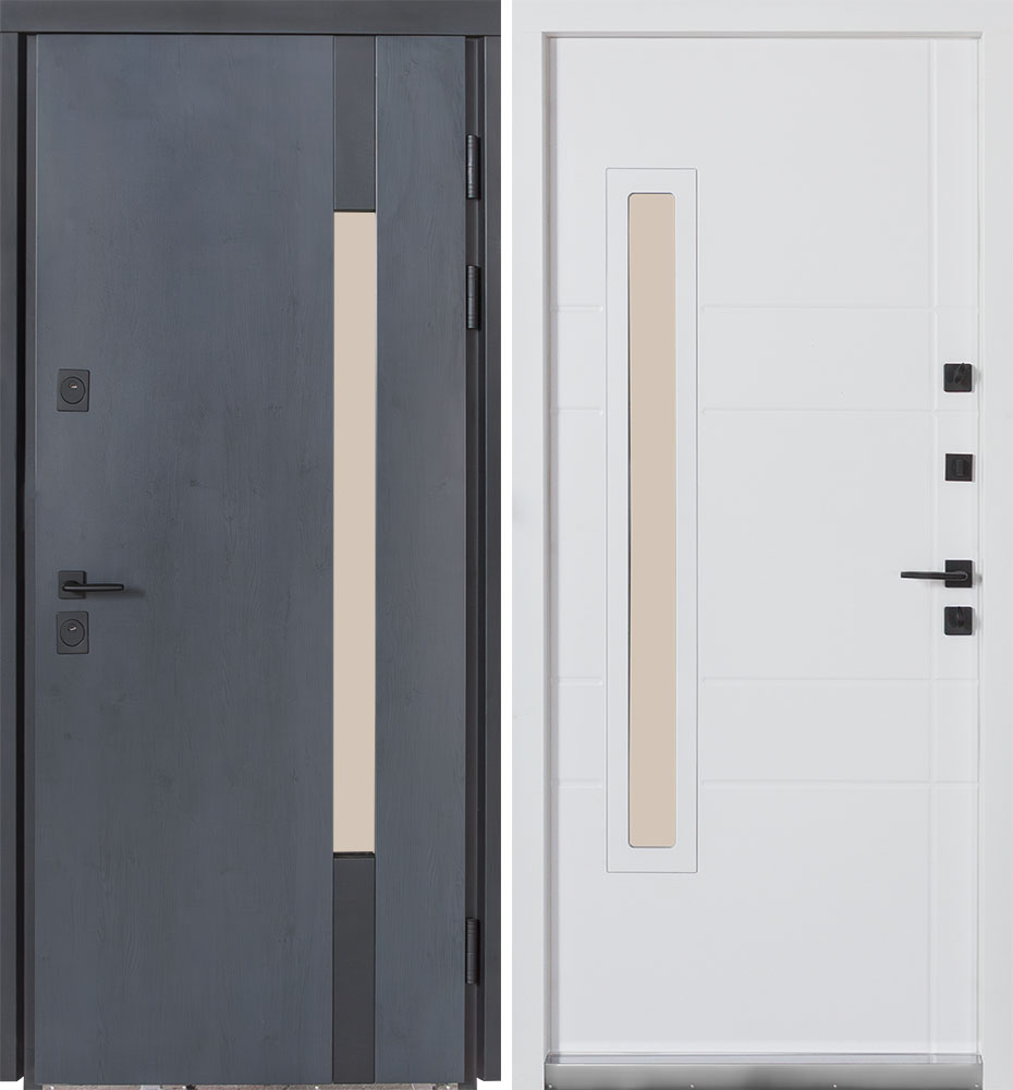 Дверь входная Булат Термо Хаус 705 темный антрацит / белый атласный 2050x950 мм левая