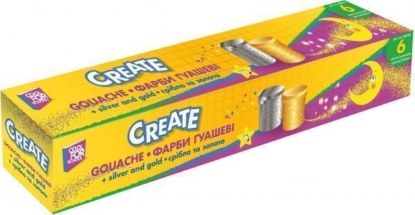 Гуашь із золотом та сріблом 6 кольорів Cool For School