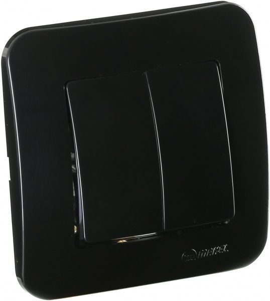 Вимикач двоклавішний Makel Lillium Natural без підсвітки 10 А 250В чорний