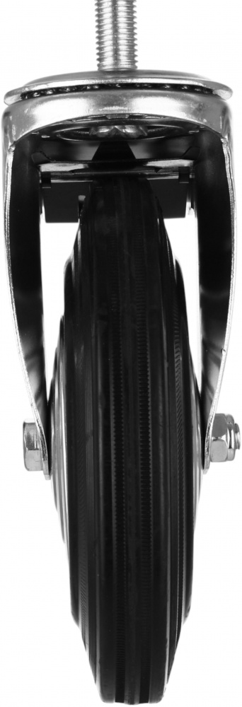 Колесо d200 мм резиновое поворотное с тормозом і резьбовым штырем M16