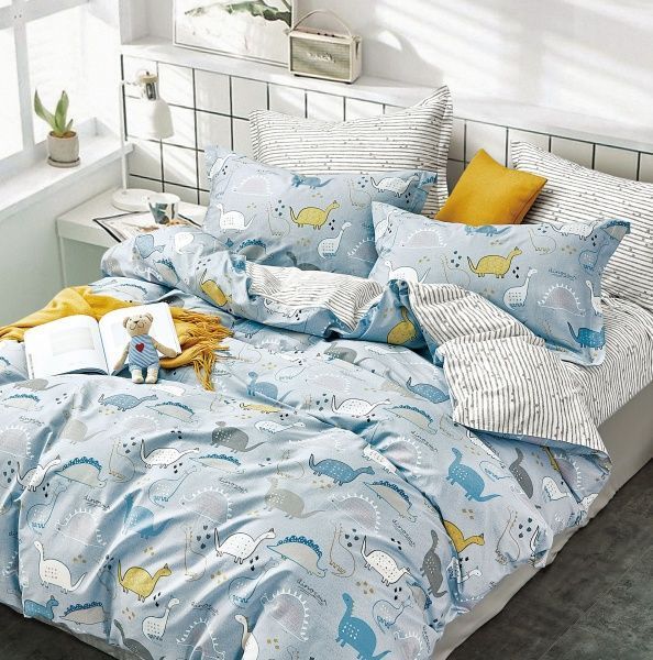 Комплект постельного белья Blue Dino голубой Design_HLKL