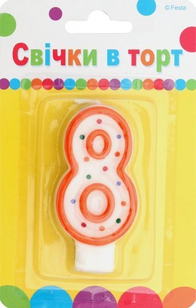 Свічка для торта цифра 8 (7 см) Ві та Ві 1 шт. 