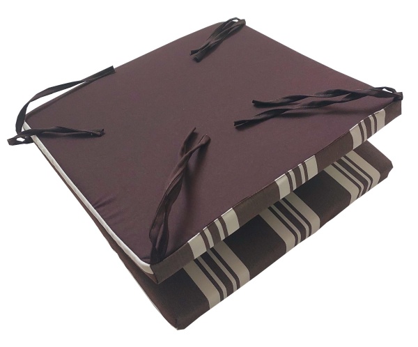 Подушка 42х84 см тексілк біло-коричнева смугаста 8230