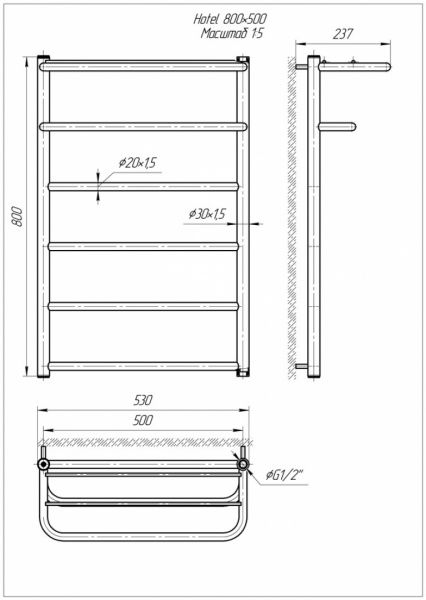 Рушникосушарка Mario Hotel 800х530/500