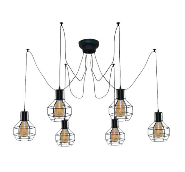 Люстра підвісна Геотон НСБ 02-6х60-193 Павучок-6 6xE27 чорний 47619 