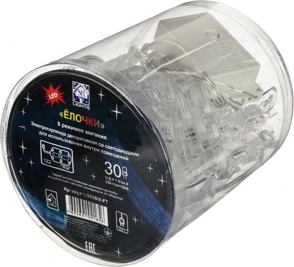 Электрогирлянда линейная внутренняя встроенный светодиод (LED) 30 ламп 3м Разноцветные елочки LD030M-FT 