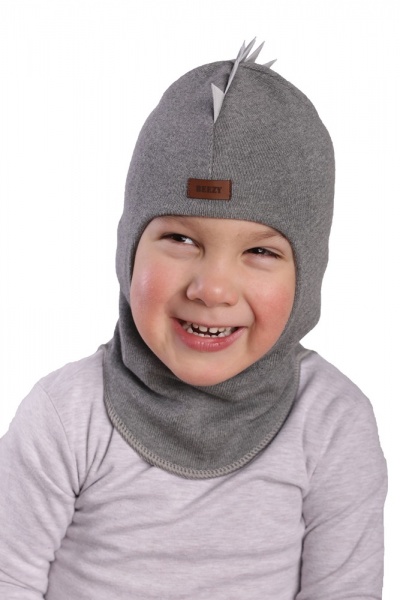 Шапочка детская для мальчика Beezy Дино р.50-52 серый меланж 1715 