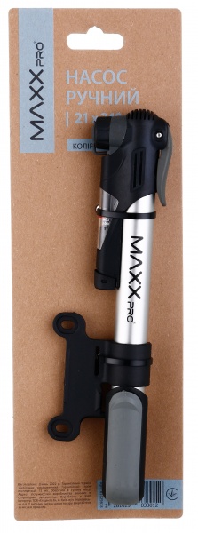 Насос для велосипеда MaxxPro 21x240 мм срібний із чорним M21B-04