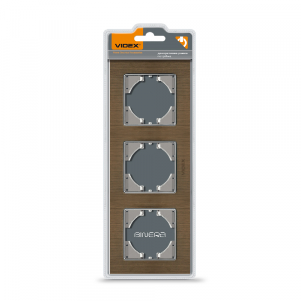 Рамка трехместная Videx Binera горизонтальная шоколадный VF-BNFRA3H-CH