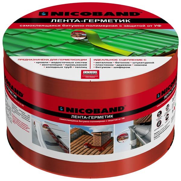 Покрівельно-ущільнююча стрічка ТЕХНОНІКОЛЬ Nicoband 10 м х 100 мм червоний