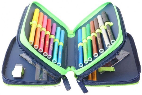 Пенал 31 предмет Triple Kick It 50021079 Herlitz синий