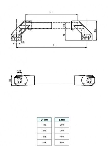 Ручка-скоба Mesan 087.348.400 400 мм сірий металік