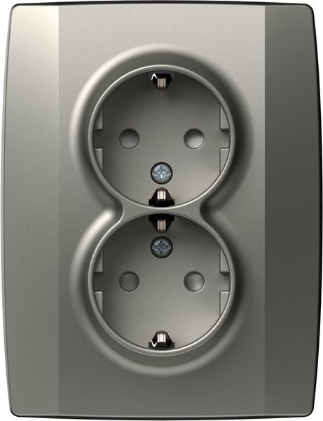 Розетка подвійна без заземлення TEM Logiq зі шторками титан VQ16TI-U