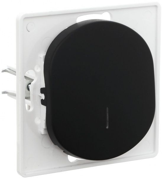 Вимикач одноклавішний Aling-Conel Eon з підсвіткою 10 А 250В чорний E625.E1