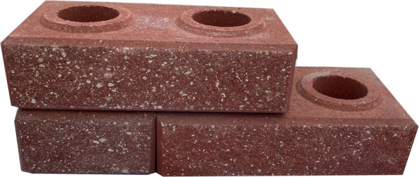 Кирпич гиперпрессованный LEGO-FASAD колотый угловой красный