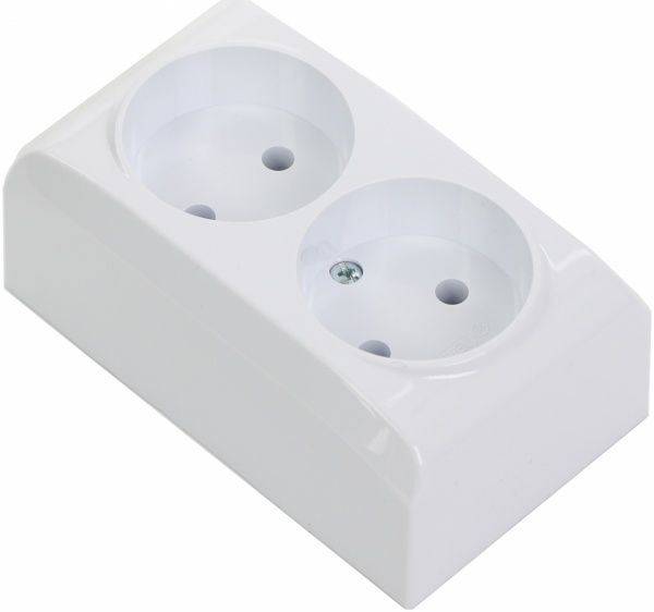 Розетка двойная без заземления Ospel Fala 16 А 250 В без шторок белый