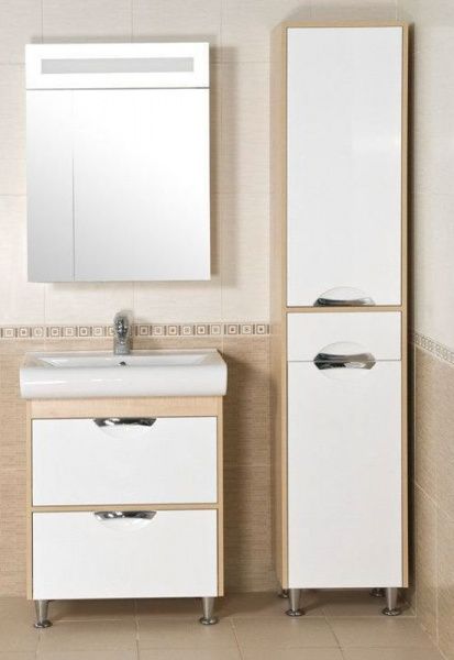 Зеркальный шкаф Aqua Rodos Ника 60 белый с подсветкой АР000001133