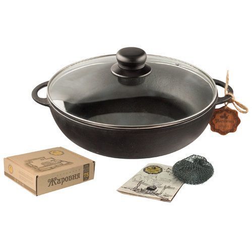 Жаровня 20x4 см чавунна зі скляною кришкою Т1011С3 Maysternya