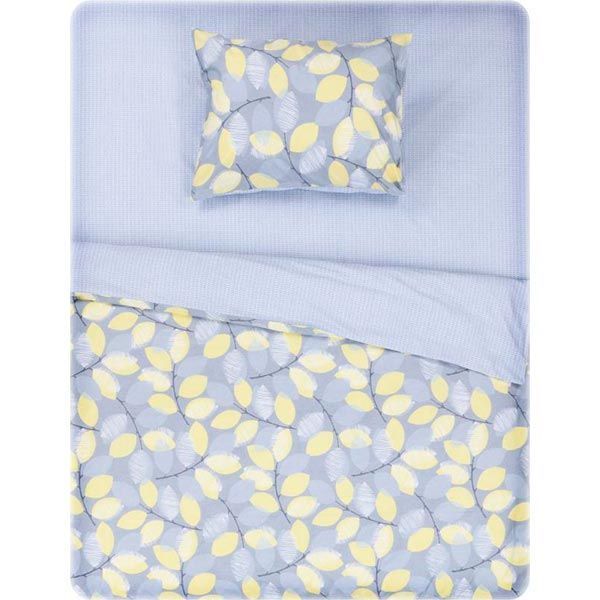 Комплект постельного белья Yellow leaves 1,5 серый с желтым 