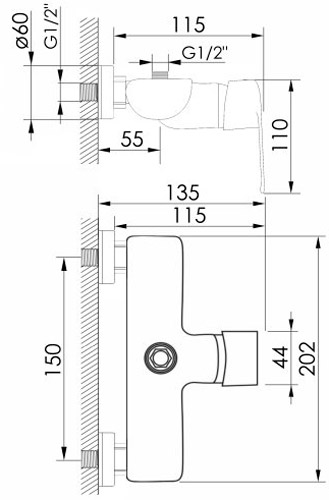 Змішувач для душу Imprese SAFIR хром 35 мм f03308101AA