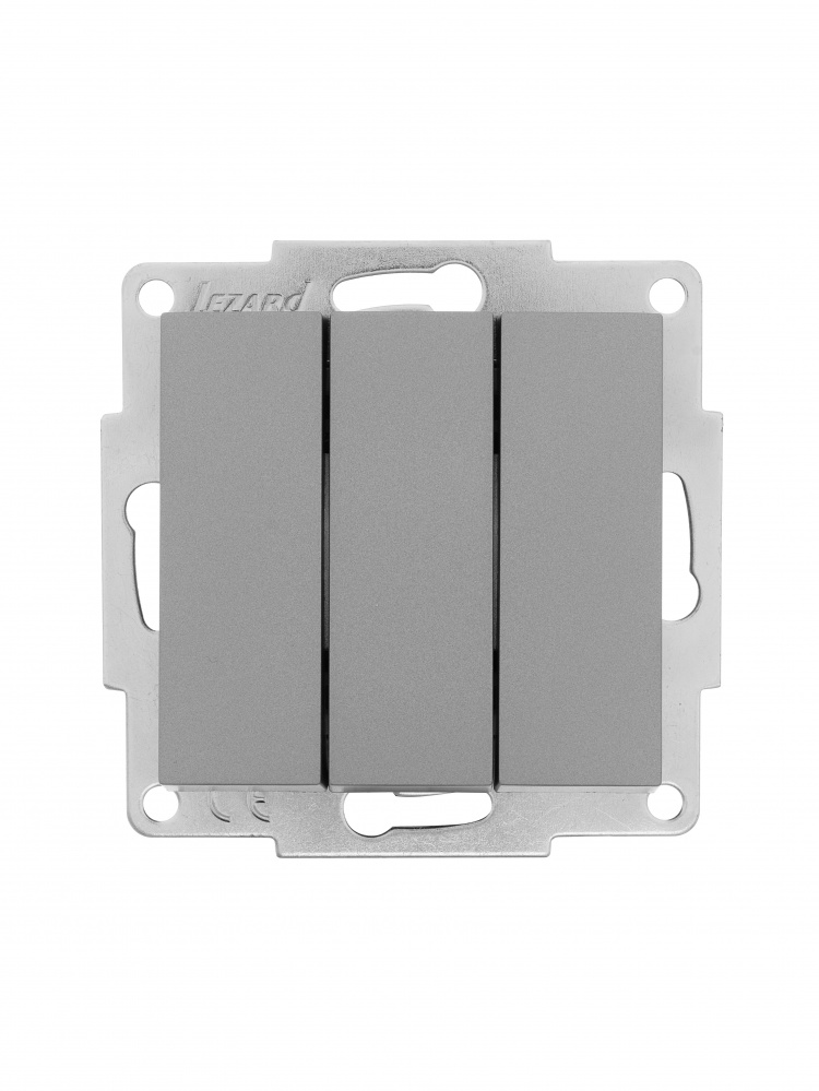 Вимикач триклавішний Lezard Vesna сірий 742-3588-109