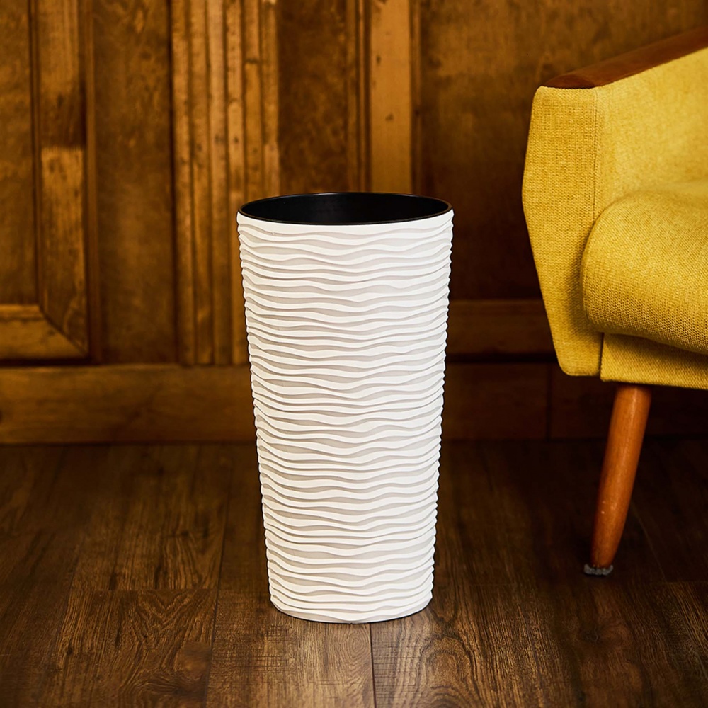 Вазон пластик Ф'южн d16х30 см круглий білий 2 л Алеана