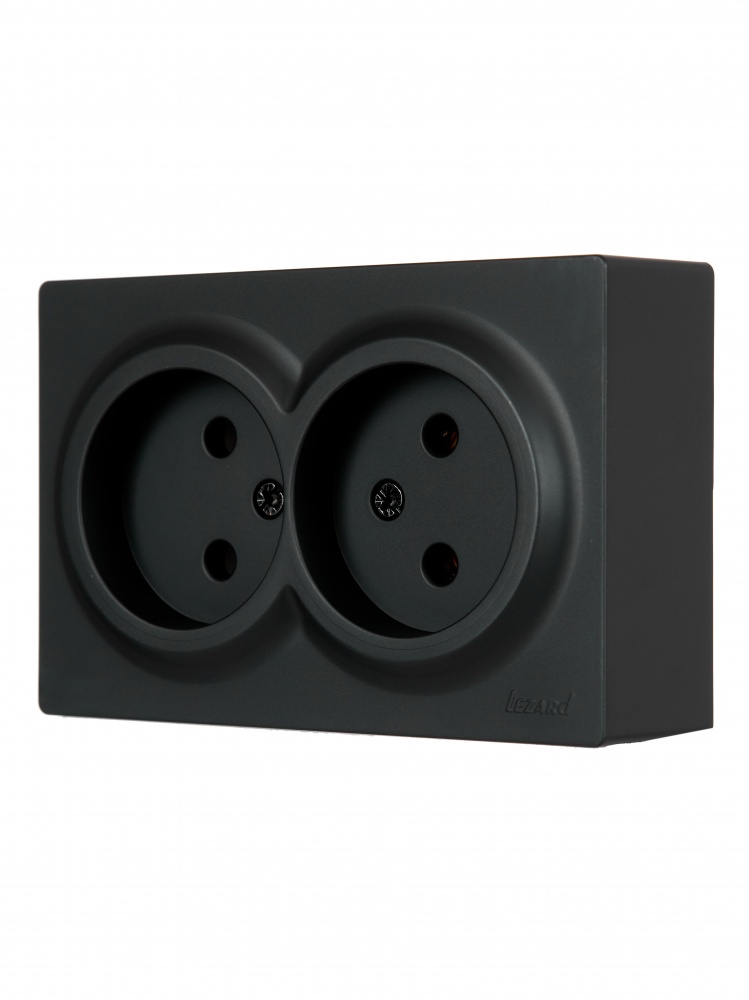 Розетка подвійна побутова без заземлення Lezard LETO IP20 антрацит 752-4200-128B