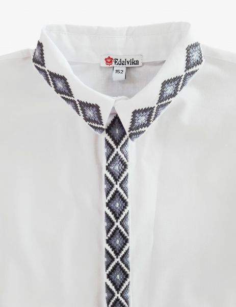 Вишиванка для хлопчиків Едельвіка 151-20/09 з сірою вишивкою р.134 білий 