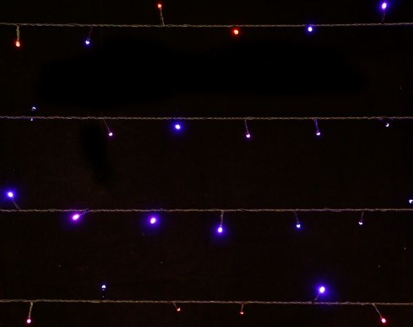 Электрогирлянда линейная синяя с красным встроенный светодиод (LED) 120 ламп 12 м