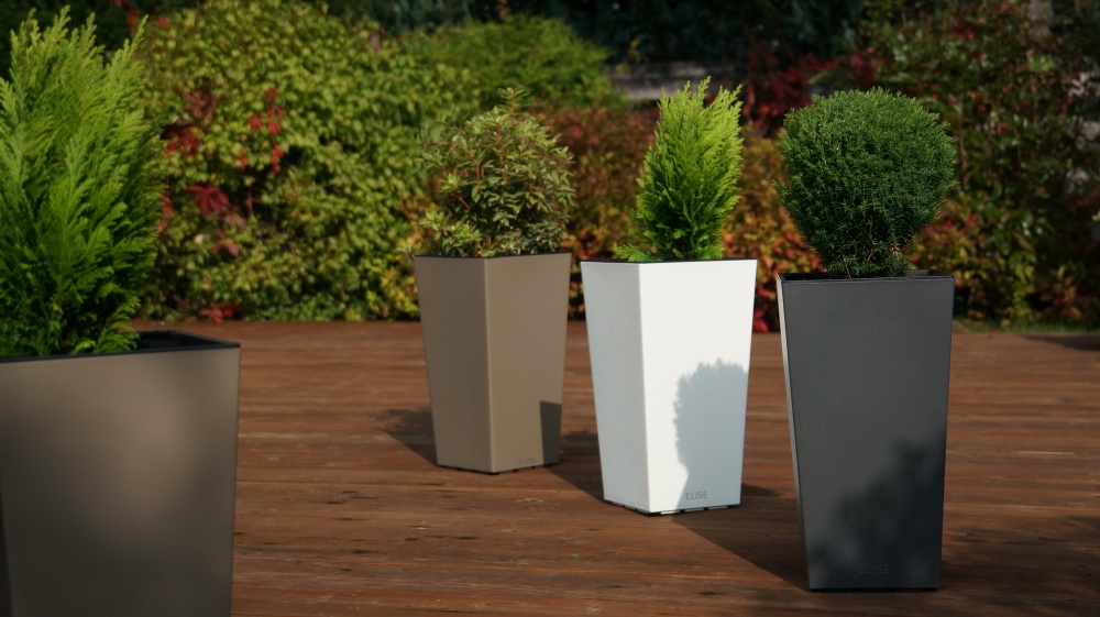 Вазон пластиковый пластик ELISE 20 см квадратный anthracite 4,9 л Plastkon (238664)