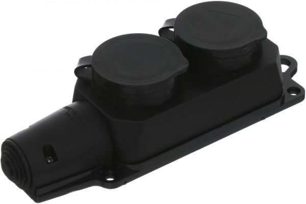 Колодка UP! (Underprice) с заземлением 2 гн. черный YK-402P-BK 