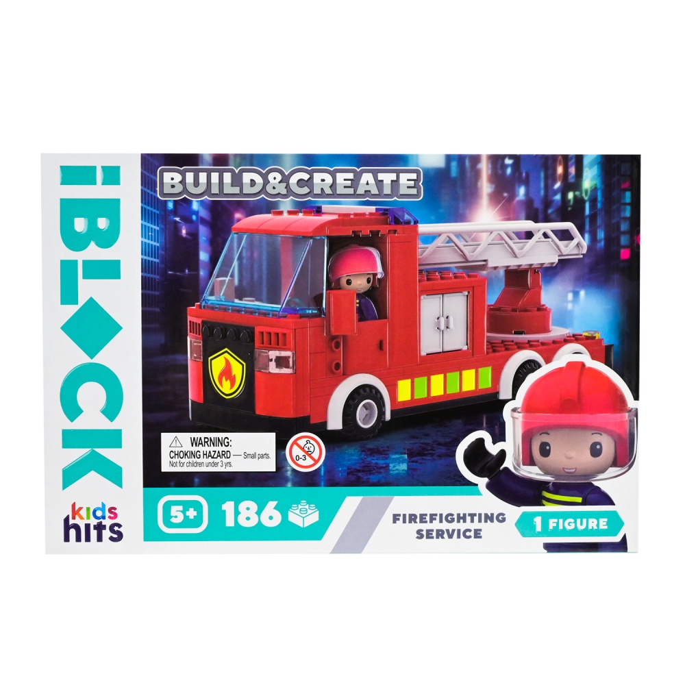 Игрушка-конструктор Shantou Kids hits IBLOCK JUNIOR Пожарная мажина 186 дет. KH17/001/3