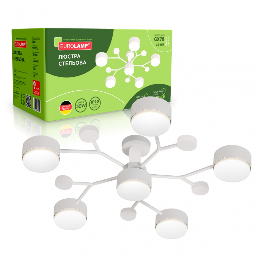 Люстра стельова Eurolamp Iron Glow 6xGX70 білий LED-LR-6хGX70(white)