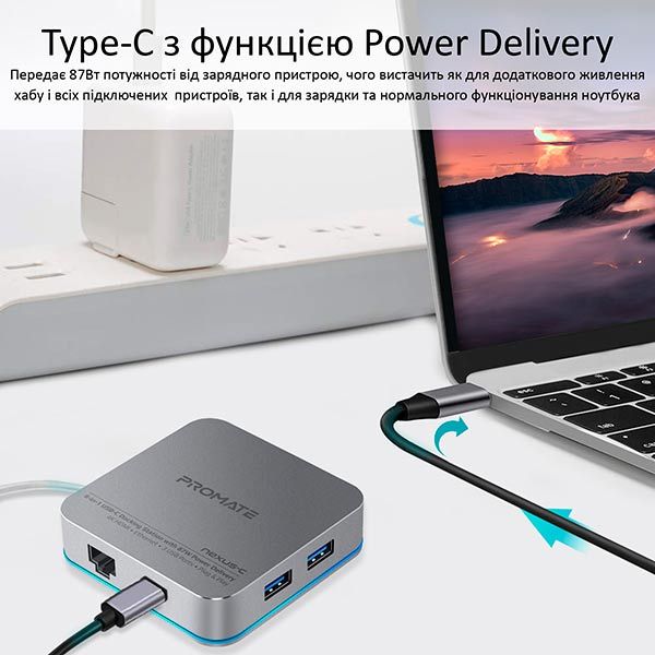 USB hub Promate Nexus-C Grey